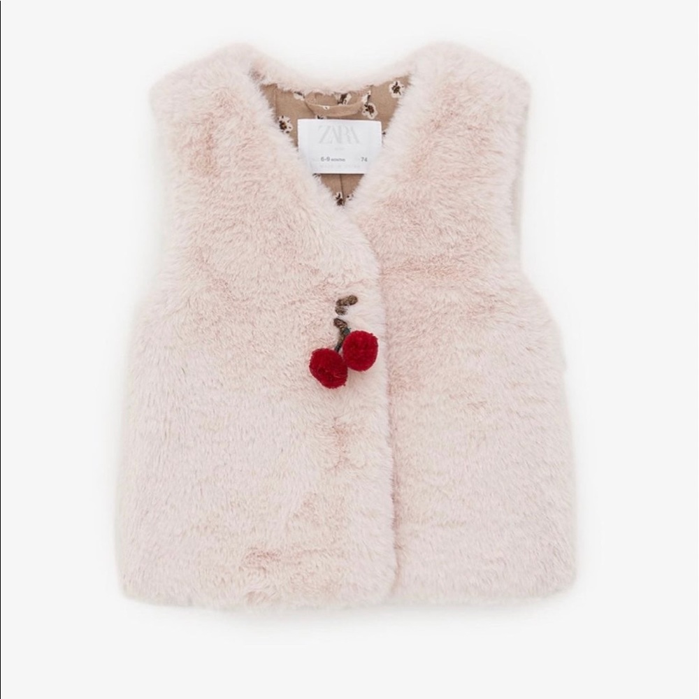 NWT Zara Baby Girl Pink Faux Fur Vest